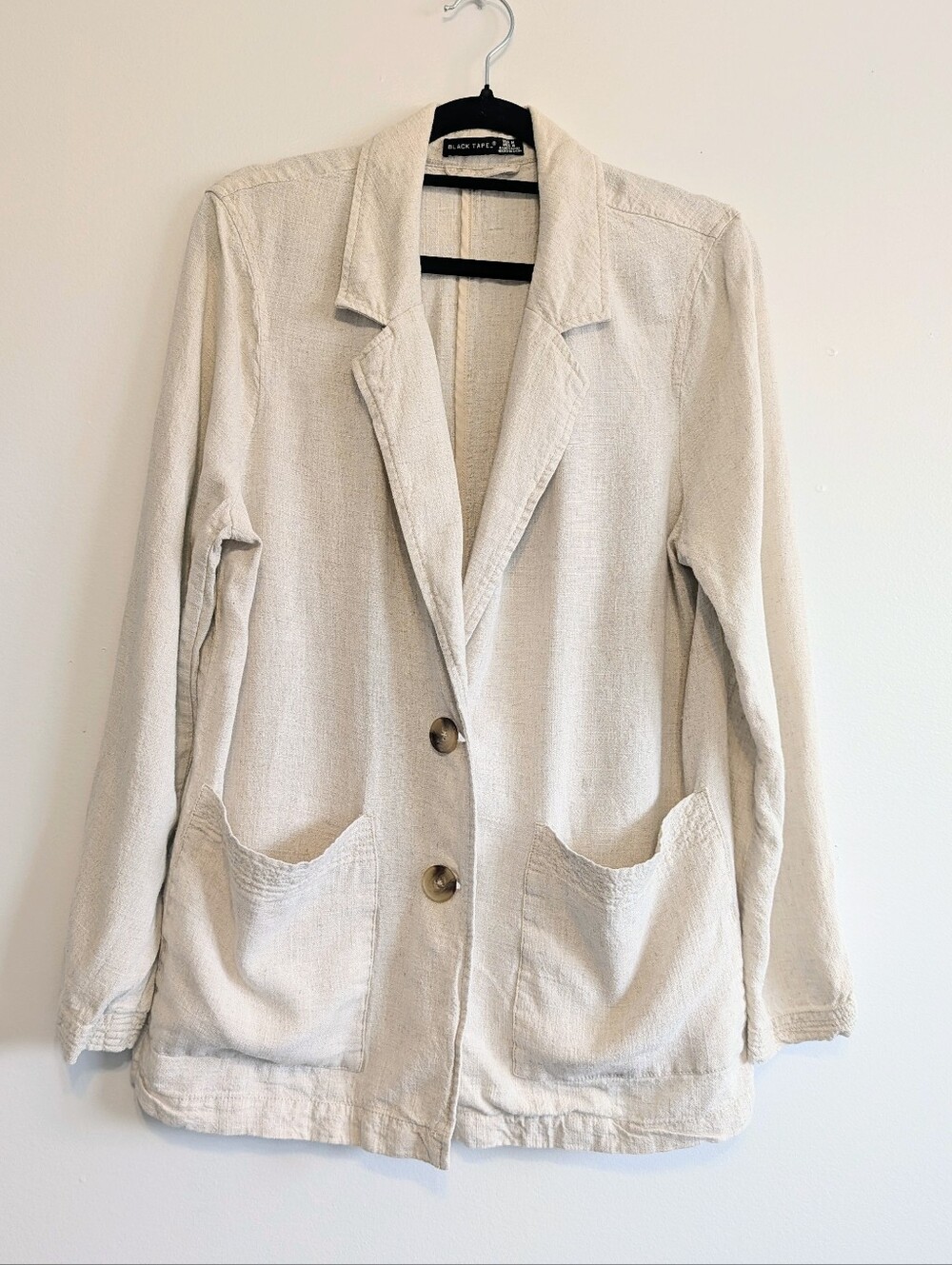 Casual Cream Lightweight Women's Linen Blend Blazer Jacket Cardigan M